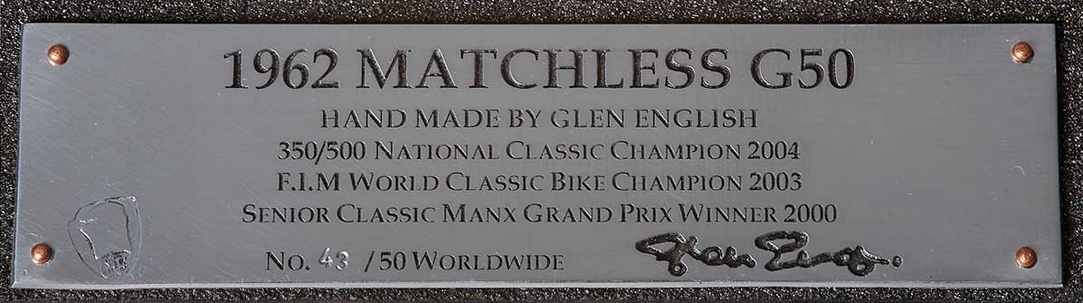 matchless G50 plaque